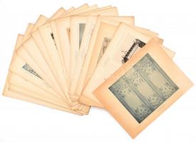 cca 1900 La Décoration folyóirat illusztrációi kb.70-80 db, sérült félvászon mappában, 25x33 cm, mappa: 26x34x2,5 cm