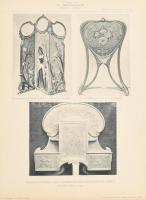 cca 1900 La Décoration folyóirat illusztrációi kb.70-80 db, sérült félvászon mappában, 25x33 cm, map...