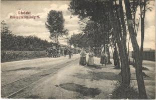 1910 Budapest XVI. Rákosszentmihály, lóvasút (EK) + "CZINKOTA-EHMANNTELEP POSTAI ÜGYN."