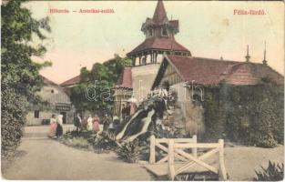 1908 Félixfürdő, Baile Felix; Hőforrás, Amerika szálló, fodrász / mineral spring, hotel, hairdresser (EK)