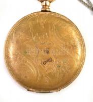 Duquesne réz tokos zsebóra, másodpercmutatóval, működik, kopásnyomokkal, d: 5 cm