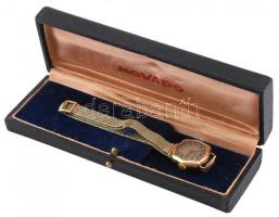 MOvado 14K arany (Au) női karóra. Jelzett, működőképes állapotban, 14K arany szíjjal. össz bruttó 19...