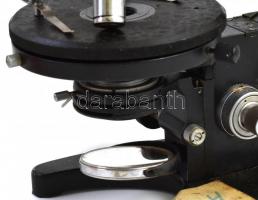 Szovjet monokuláris mikroszkóp, részletes leltári leírással, m: 29 cm