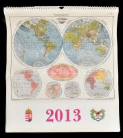 2013 világtérképekkel illusztrált fali naptár 48x43 cm