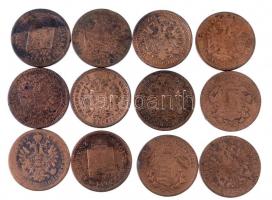 Vegyes: 1859-1887. 1kr Cu (12x), közte osztrák darabok is T:2-3