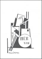 Kassák Lajos (1887-1967): Mértan. Szitanyomat, papír, jelzett a nyomaton, 34×29 cm