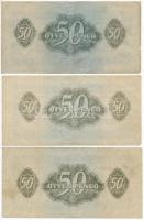 1944. 50P "A Vöröshadsereg Parancsnoksága" (3x) eltérő sorszám típusok, egyik kékes árnyal...