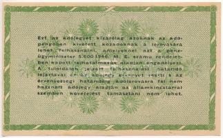 1946. 50.000AP sorozat- és sorszám nélkül, hátoldali szövegben több ékezethiány T:I-