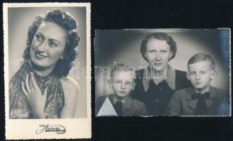 1941-1942 Műtermi portrék, 2 db fotólap nagyváradi műtermekből, 14×9 cm