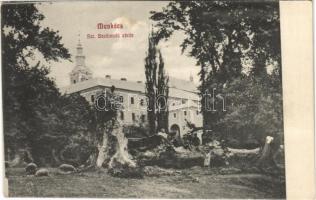 1911 Munkács, Mukacheve, Mukacevo; Szt. Bazilrendü zárda, kivágott fa / nunnery, felled tree