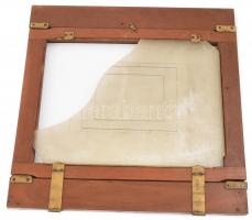 Régi műtermi fényképezőgép fa váza több részből réz szerelékekkel XIX. sz. második fele. 32x29 cm ho...