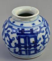 Régi, kínai porcelán edényke. Máz alatti kék festéssel. Jelzés nélkül. hibátlan. / vintage Chinese bowl d: 9 cm, m: 8 cm