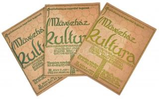 1912 Művészház Kultúra irodalmi, művészeti, kritikai képes folyóirat 3 különböző lapszáma. III. félév 4-6. szám.