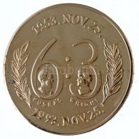 1993. Magyarország-Anglia 6:3 - 1953. Nov. 25. aranyozott fém emlékérem tokban (42,5mm) T:2 oxidáció