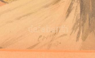 Szőnyi (Steidl) Jenő (1902-1993): Cigány asszony. Akvarell papír. Jelzett. 30x23 cm Díszes, aranyozo...