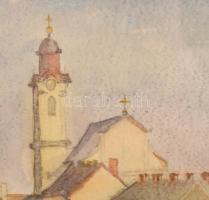 Szili Török Dezső. (1897-1970): Szegedi látkép. Akvarell, papír. Jelzett, Üvegezett keretben. 37x25 ...