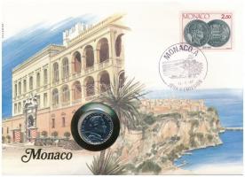 Monaco 1986. 1Fr felbélyegzett borítékban, bélyegzéssel, német nyelvű leírással T:1  Monaco 1986. 1 Franc in envelope with stamp and cancellation, with German description C:UNC