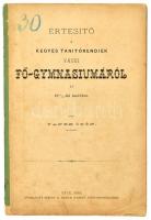 1882 Panek Ödön: Értesítő a kegyes tanítórendiek váczi főgymnásiumáról. az 1881/82-iki tanévben. 87p + 4 t