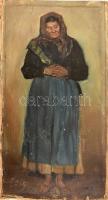 Deák 1905 jelzéssel: Asszony portréja. Olaj, vászon, kartonra kasírozva, kissé sérült. 52x27 cm