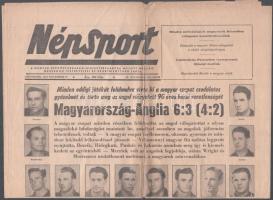 1953 A Népsport IX. évfolyamának 236. száma, 1953. nov. 26., a címlapon a Magyaroroszág-Anglia (6:3) meccsről szóló cikkel, szakadt, 4 p.