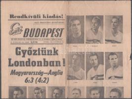 1953 Az Esti Budapest rendkívüli kiadása a Magyarország-Anglia 6:3 futballmeccs hírével,1953. nov. 25., II. évf. 276. sz., szakadt, 1 sztl. lev.