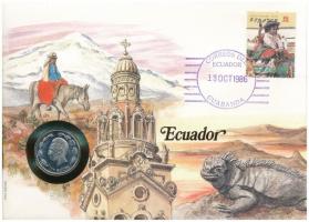 Ecuador 1985. 1S felbélyegzett borítékban, bélyegzéssel, német nyelvű leírással T:1  Ecuador 1985. 1 Sucre in envelope with stamp and cancellation, with German description C:UNC