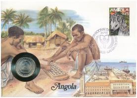 Angola 1975. 5KZ felbélyegzett borítékban, bélyegzéssel, német nyelvű leírással T:1  Angola 1975. 5 Kwanza in envelope with stamp and cancellation, with German description C:UNC