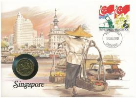 Szingapúr 1988. 1$ felbélyegzett borítékban, bélyegzéssel, német nyelvű leírással T:1  Singapore 1988. 1 Dollar in envelope with stamp and cancellation, with German description C:UNC