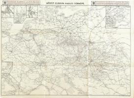 cca 1910 Közép-Európa vasuti térképe, Bp. Posner Károly Lajos és fia, hajtásnyomokkal, 52x71 cm.