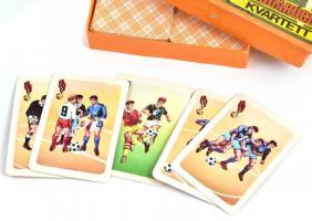 Labdarúgó Kvartett, kártyajáték, benne 40 lappal, leírással, eredeti dobozában, 12x15x3 cm