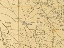 cca 1920-1940 Pilis térkép, tervezte: Szegő István, Bp., Kókai Lajos, hajtott, a hajtás mentén szaka...