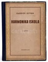 Kardos István: Harmonika iskola I. köt. Bp., 1958, Zeneműkiadó. Hatodik kiadás. Átkötött kissé kopott félvászon-kötés.