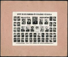 1956 A budapesti XIX. kerületi Pannonia-úti Általános Fiúiskola tablófotója 1955-1956, papíron, 12x16 cm
