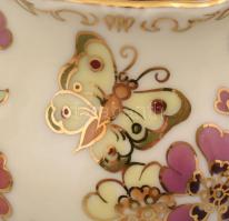 Zsolnay pillangó mintás 12 személyes mokkás készlet. Kézzel festett, jelzett, hibátlan. eredeti dobo...