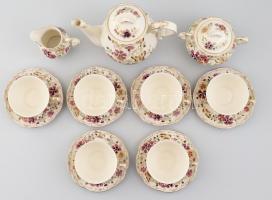 Zsolnay pillangó mintás 6 személyes teás készlet. Kézzel festett, jelzett, hibátlan. eredeti dobozáb...