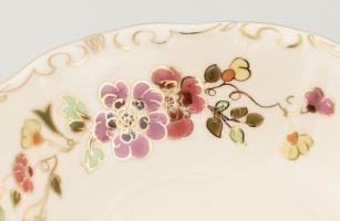 Zsolnay pillangó mintás 6 személyes kompótos készlet. Kézzel festett, jelzett, hibátlan. eredeti dob...