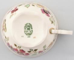 Zsolnay pillangó mintás 4 db teás csésze aljjal. Kézzel festett, jelzett, hibátlan