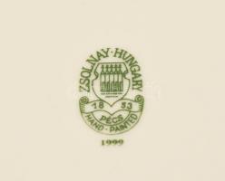 Zsolnay pillangó mintás 3 db süteményes tányér. Kézzel festett, jelzett, hibátlan. d: 19,5 cm