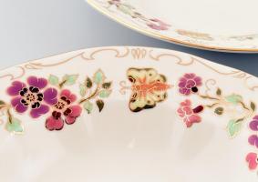 Zsolnay pillangó mintás 6 db mély/leveses tányér. Kézzel festett, jelzett, hibátlan