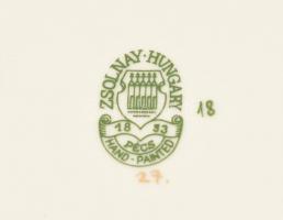 Zsolnay pillangó mintás 6 db mély/leveses tányér. Kézzel festett, jelzett, hibátlan