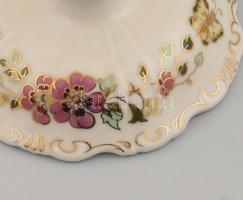 Zsolnay pillangó mintás háromágú gyertyatartó. Kézzel festett, jelzett, hibátlan. 22 cm