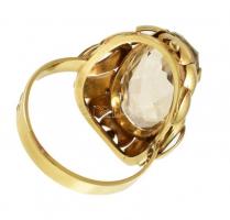 14K arany (Au) gyűrű, nagyméretű, ovális csiszolt kővel, jelzett, jó állapotban, bruttó: 6,4 g