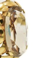 14K arany (Au) gyűrű, nagyméretű, ovális csiszolt kővel, jelzett, jó állapotban, bruttó: 6,4 g