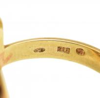 14K arany (Au) gyűrű, nagyméretű, ovális csiszolt kővel, jelzett, jó állapotban, bruttó: 6,4 g