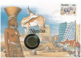 Namíbia 1993. 1D felbélyegzett borítékban, bélyegzéssel, német nyelvű leírással T:1  Namibia 1993. 1 Dollar in envelope with stamp and cancellation, with German description C:UNC