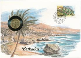 Barbados 1982. 5c felbélyegzett borítékban, bélyegzéssel, német nyelvű leírással T:1  Barbados 1982. 5 Cents in envelope with stamp and cancellation, with German description C:UNC