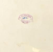 A. Weisse Vienna porcelán tál, távol-keleti stílusú virágos díszítéssel, XIX. sz. vége. Részben kézz...