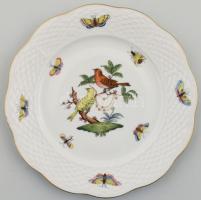 Herendi Rotschild mintás süteményes készlet, tál + 6 db tányér, XX. sz. második fele. Kézzel festett...