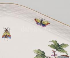 Herendi Rotschild mintás süteményes készlet, tál + 6 db tányér, XX. sz. második fele. Kézzel festett...