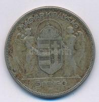 1930. 5P Ag "Horthy jobbra" T:3 patina Adamo P8
